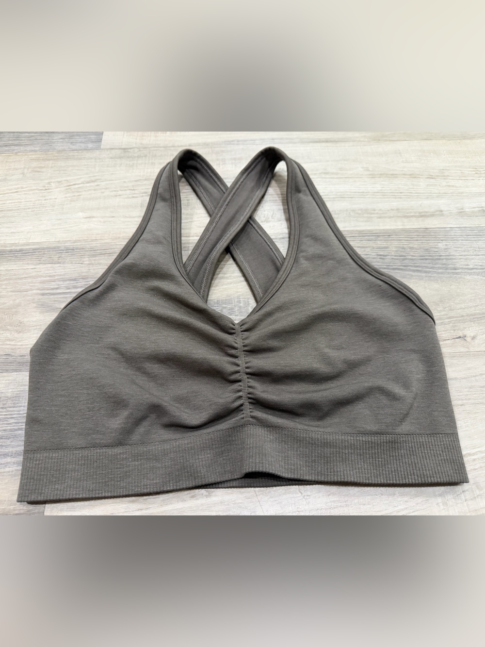 Alphalete Amplify Cross Back Sports Bra Taupe Brown - Picture 3 of 6